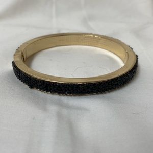 Vintage gold black rhinestone bangle bracelet